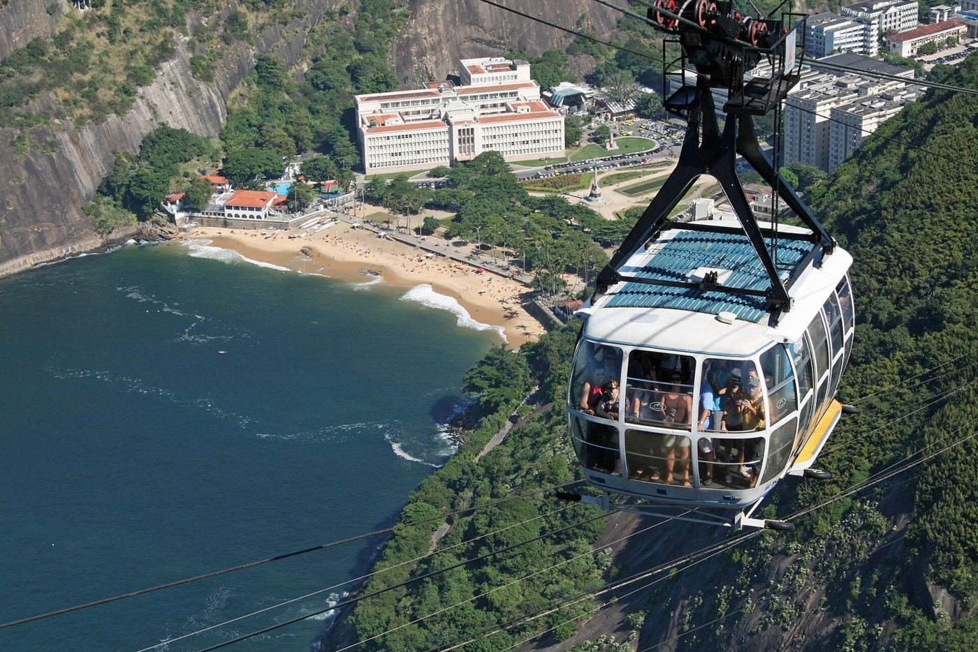 O bondinho chegando ao Pão de Açúcar